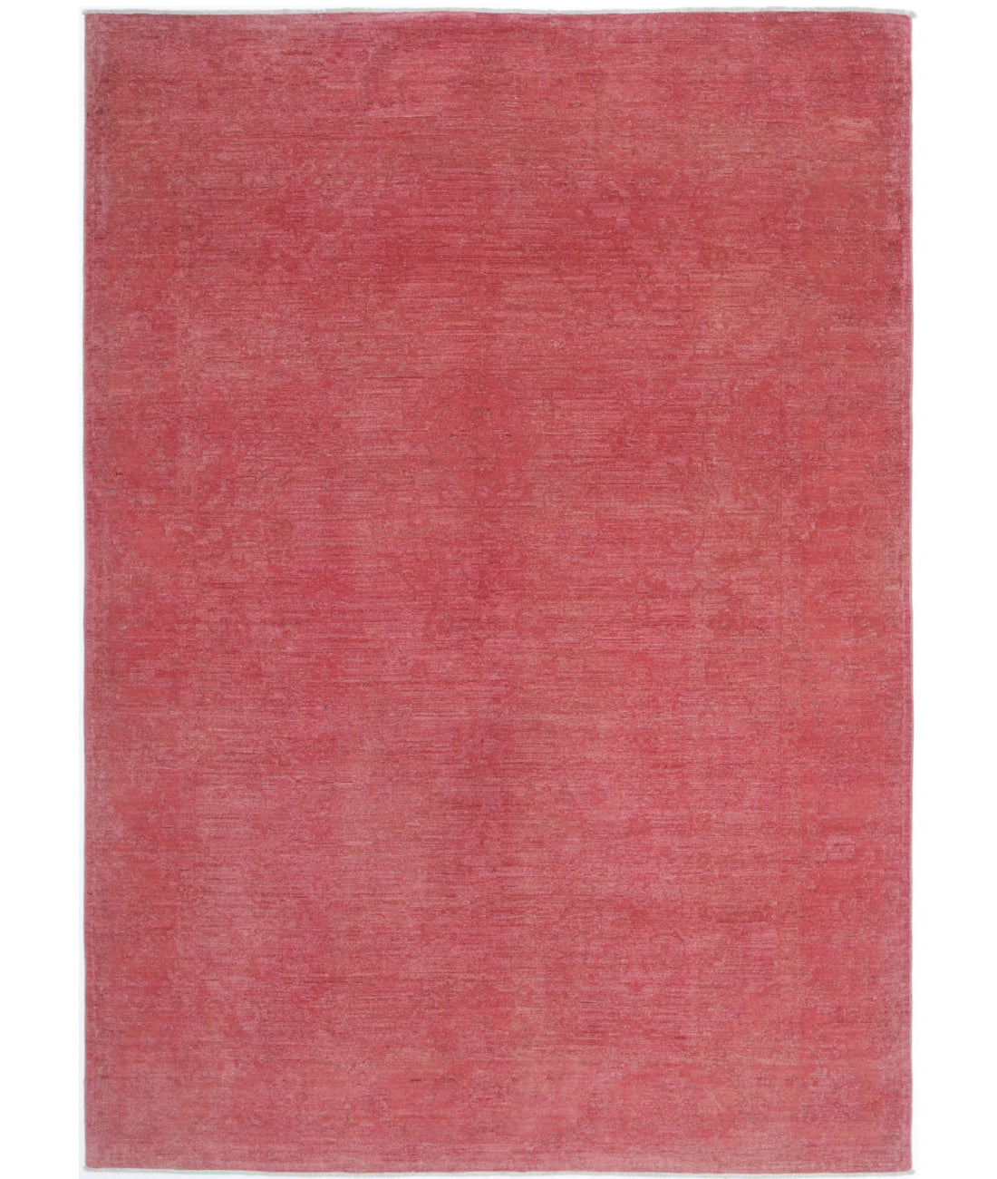 Overdye 6'1'' X 8'8'' Hand-Knotted Wool Rug 6'1'' x 8'8'' (183 X 260) / Pink / Pink