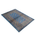 Revival 3'4'' X 4'9'' Hand-Knotted Wool Rug 3'4'' x 4'9'' (100 X 143) / Blue / Gold