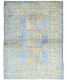 Revival 3'5'' X 4'8'' Hand-Knotted Wool Rug 3'5'' x 4'8'' (103 X 140) / Blue / Gold