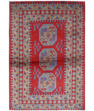 Revival 3'4'' X 4'9'' Hand-Knotted Wool Rug 3'4'' x 4'9'' (100 X 143) / Red / Blue