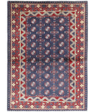 Revival 4'1'' X 5'9'' Hand-Knotted Wool Rug 4'1'' x 5'9'' (123 X 173) / Blue / Red