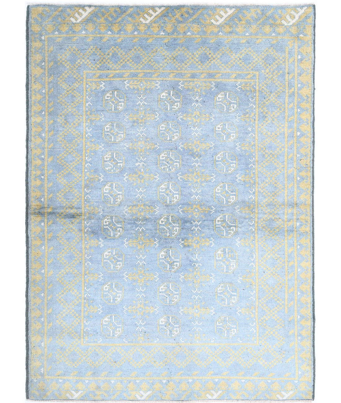 Revival 4'1'' X 5'7'' Hand-Knotted Wool Rug 4'1'' x 5'7'' (123 X 168) / Blue / Gold