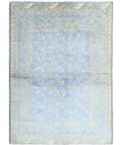 Revival 4'1'' X 5'7'' Hand-Knotted Wool Rug 4'1'' x 5'7'' (123 X 168) / Blue / Gold