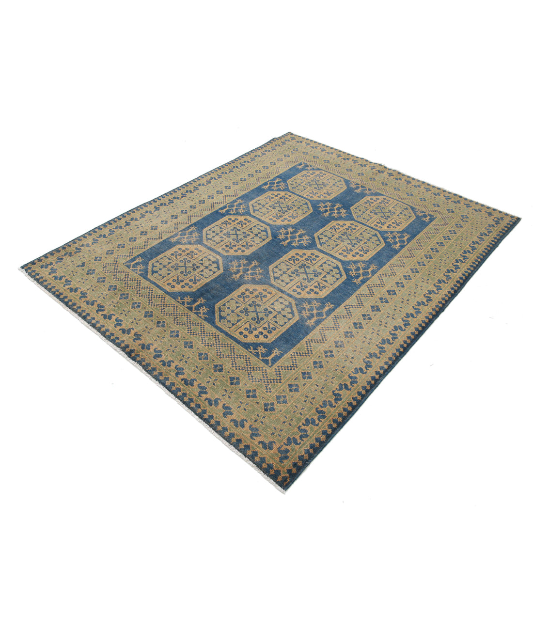 Revival 5'1'' X 6'2'' Hand-Knotted Wool Rug 5'1'' x 6'2'' (153 X 185) / Blue / Green