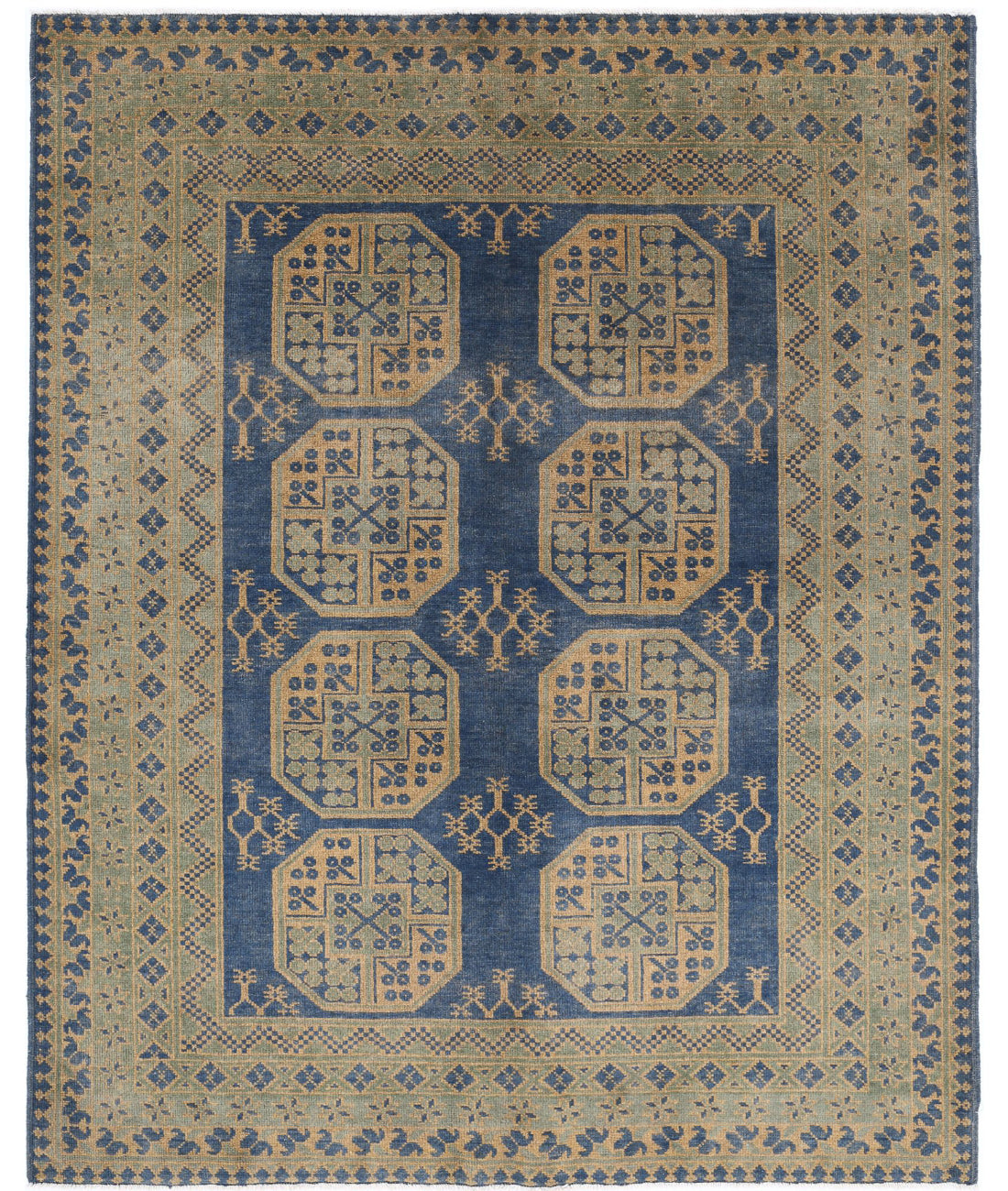 Revival 5'1'' X 6'2'' Hand-Knotted Wool Rug 5'1'' x 6'2'' (153 X 185) / Blue / Green