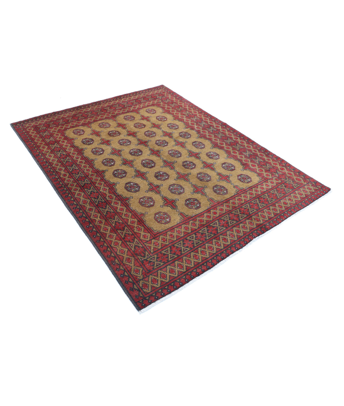 Revival 5'0'' X 6'3'' Hand-Knotted Wool Rug 5'0'' x 6'3'' (150 X 188) / Gold / Red