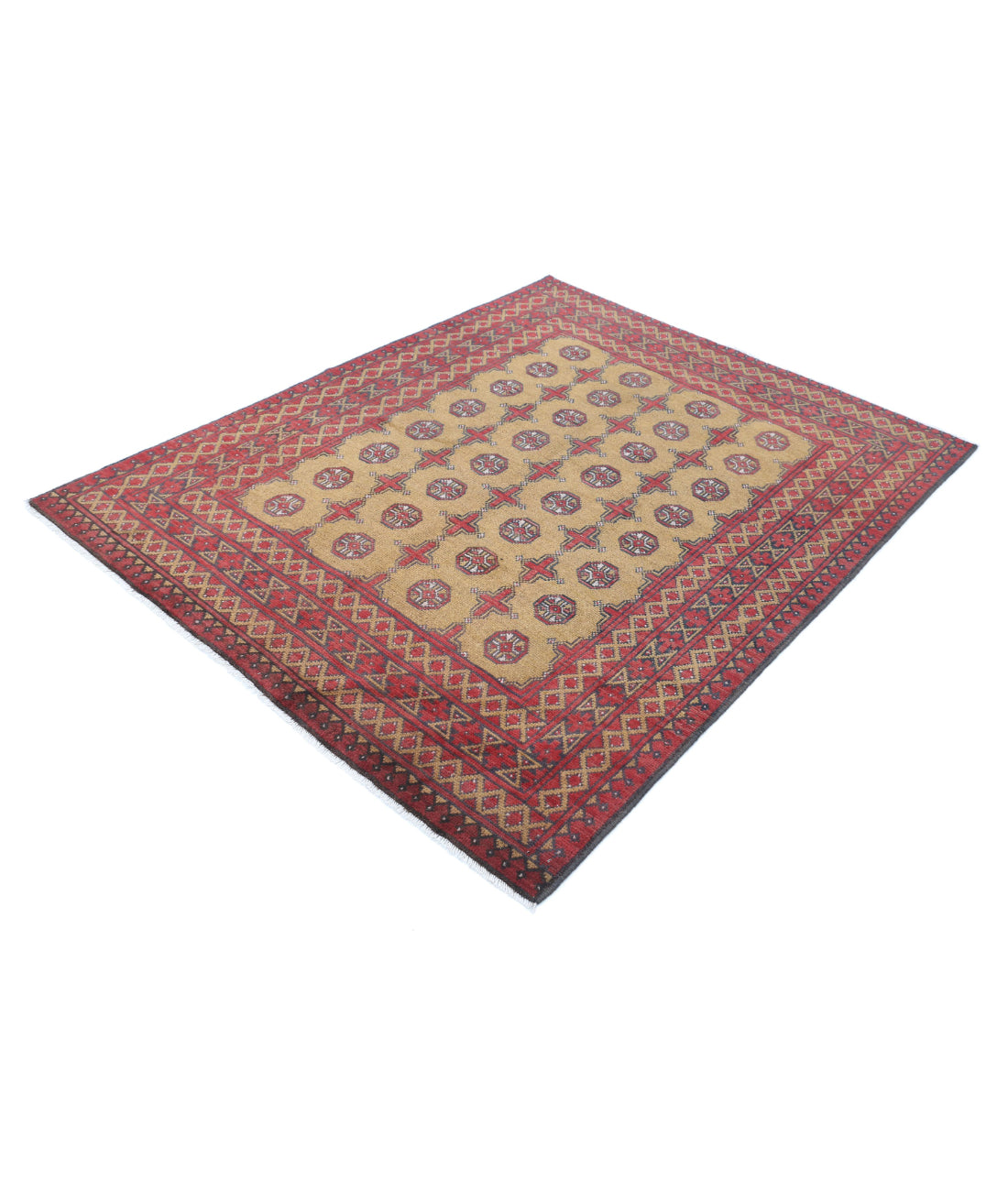 Revival 5'0'' X 6'3'' Hand-Knotted Wool Rug 5'0'' x 6'3'' (150 X 188) / Gold / Red