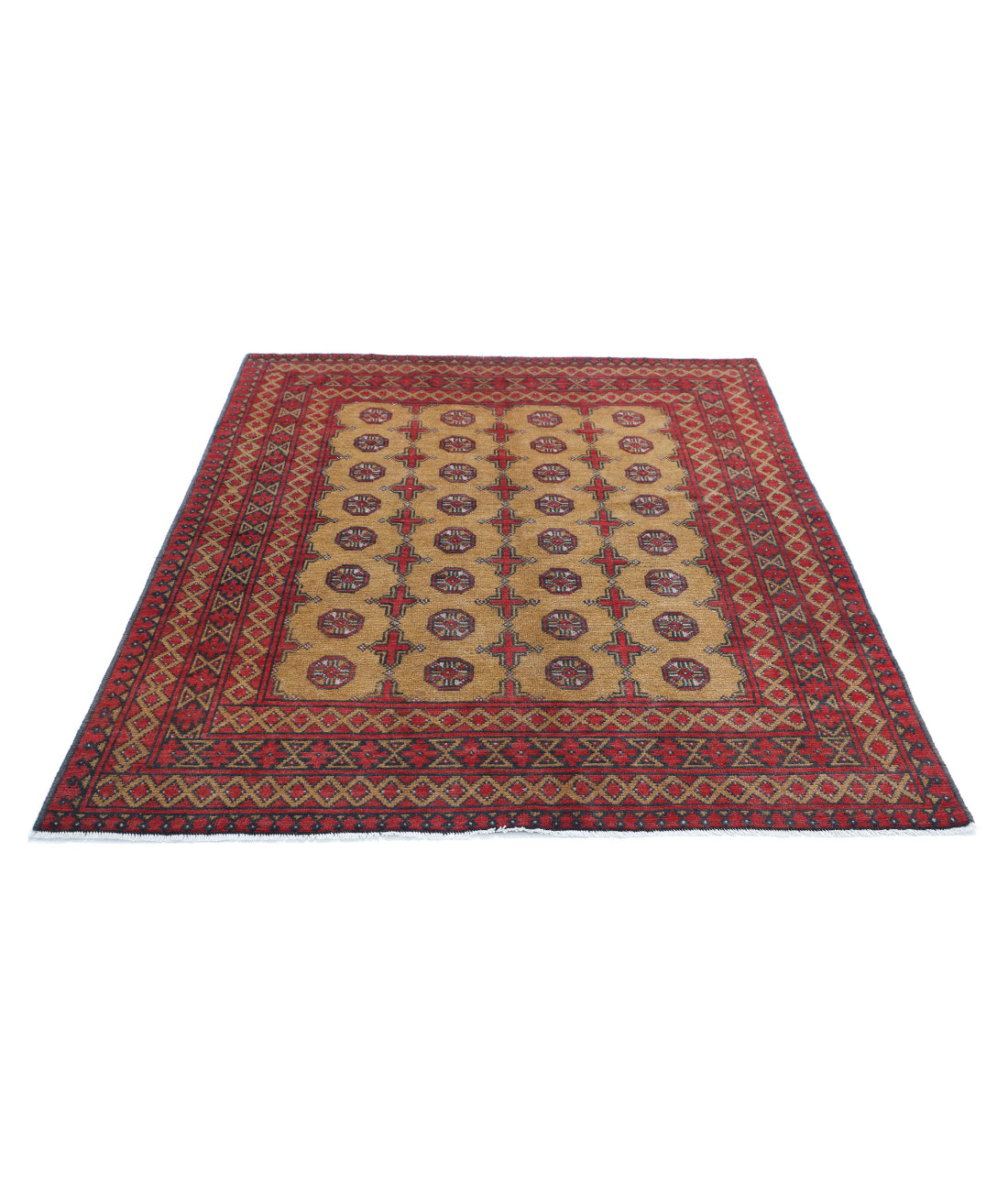 Revival 5'0'' X 6'3'' Hand-Knotted Wool Rug 5'0'' x 6'3'' (150 X 188) / Gold / Red