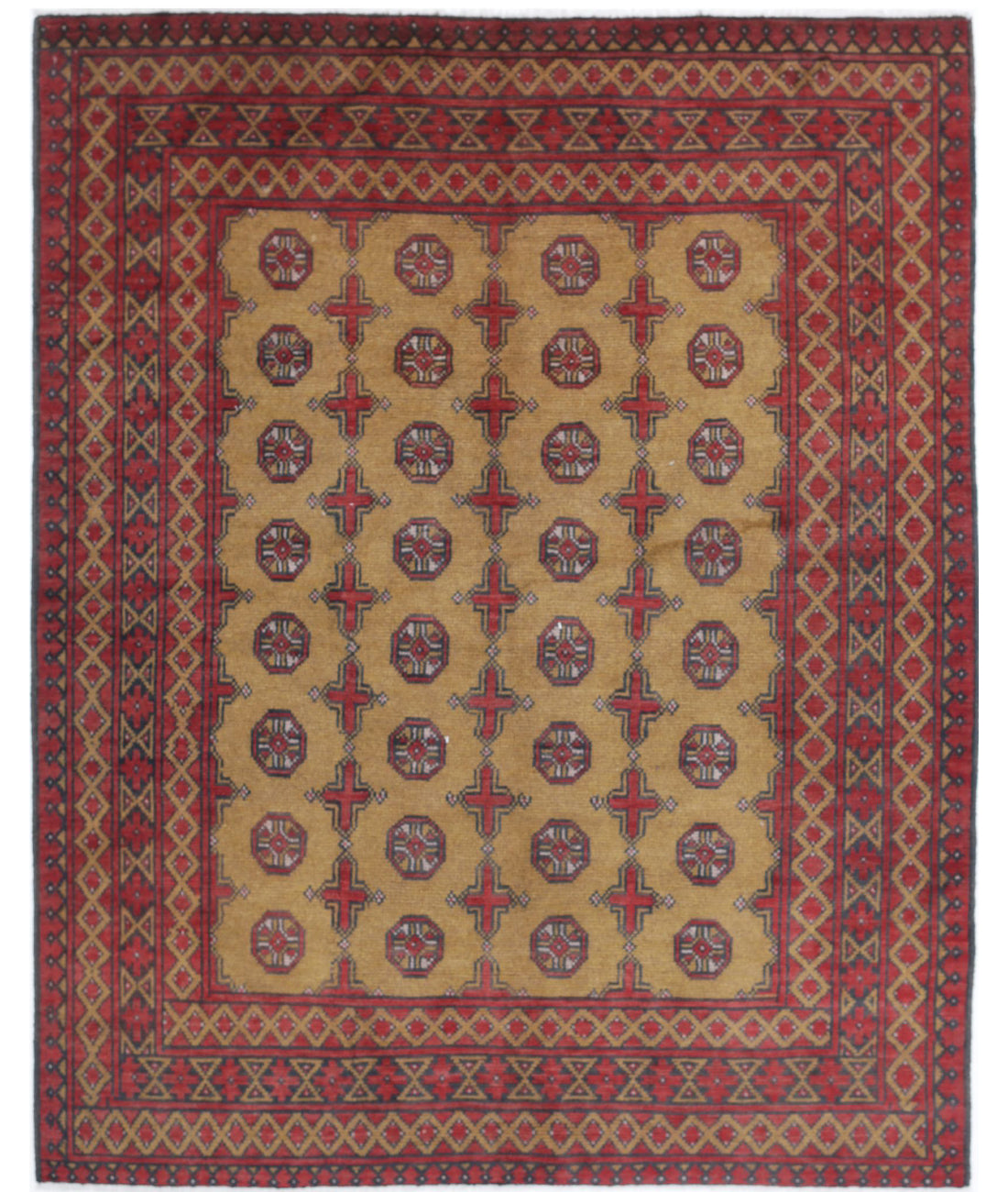 Revival 5'0'' X 6'3'' Hand-Knotted Wool Rug 5'0'' x 6'3'' (150 X 188) / Gold / Red