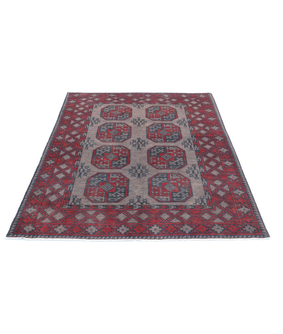 Revival 4'10'' X 6'1'' Hand-Knotted Wool Rug 4'10'' x 6'1'' (145 X 183) / Grey / Red