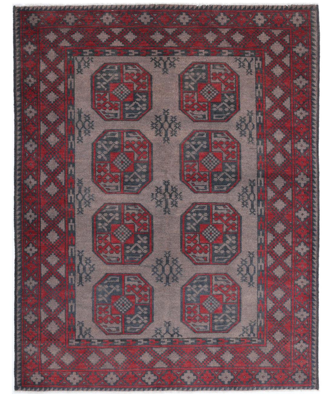 Revival 4'10'' X 6'1'' Hand-Knotted Wool Rug 4'10'' x 6'1'' (145 X 183) / Grey / Red