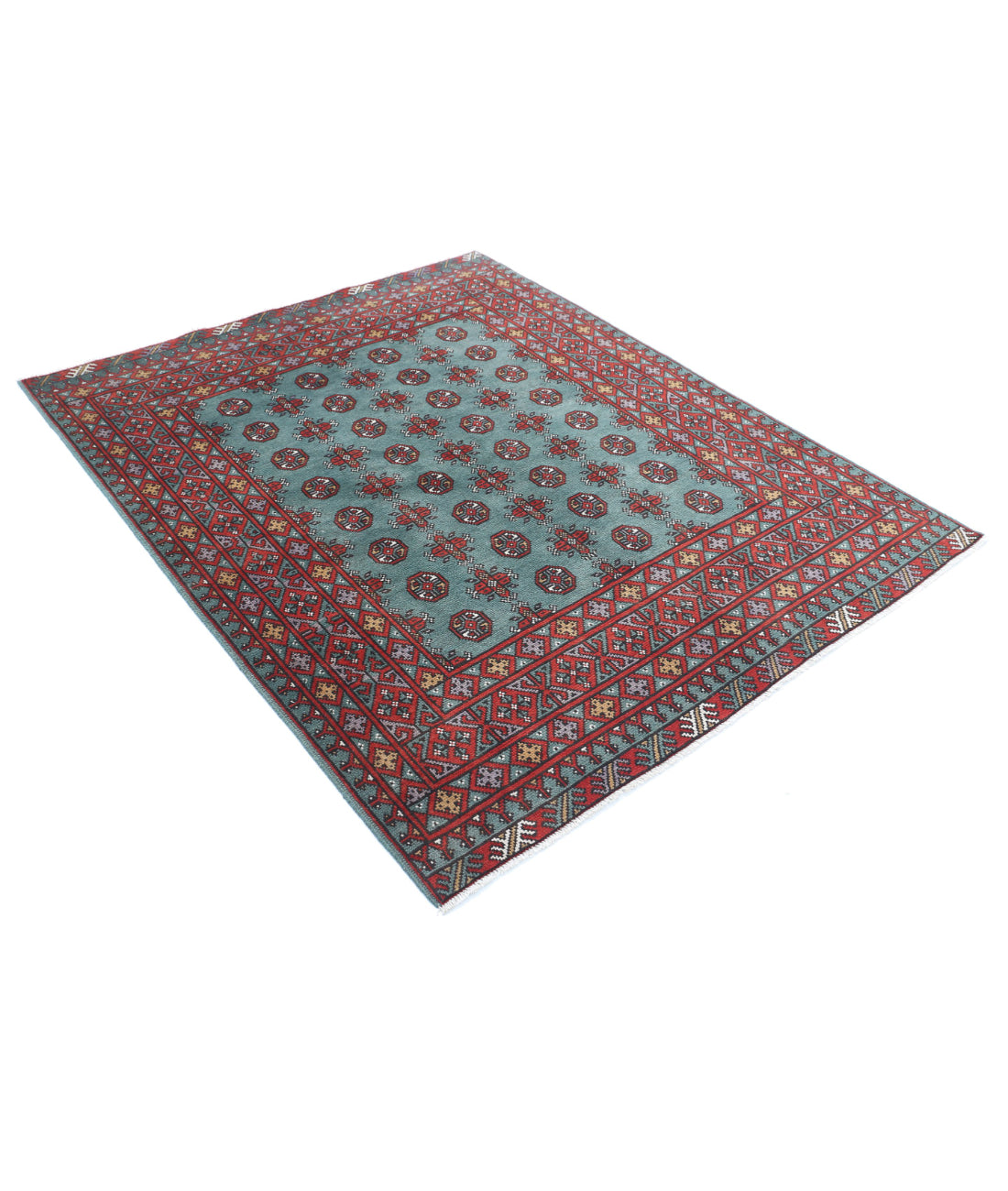 Revival 5'0'' X 6'2'' Hand-Knotted Wool Rug 5'0'' x 6'2'' (150 X 185) / Green / Red