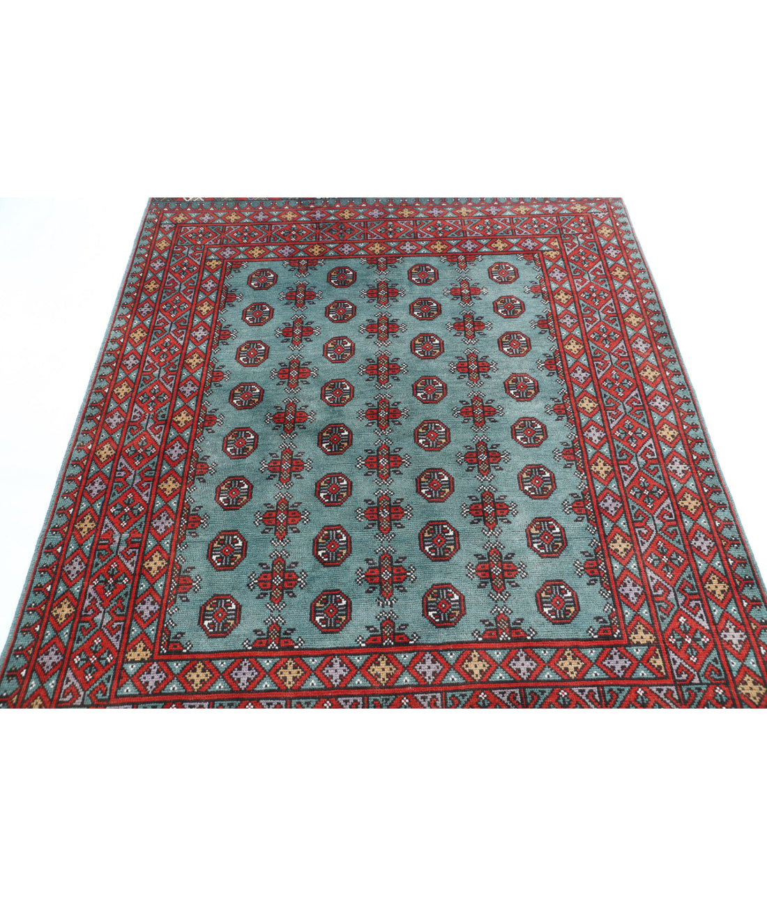 Revival 5'0'' X 6'2'' Hand-Knotted Wool Rug 5'0'' x 6'2'' (150 X 185) / Green / Red