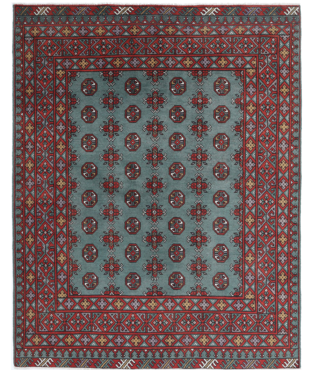 Revival 5'0'' X 6'2'' Hand-Knotted Wool Rug 5'0'' x 6'2'' (150 X 185) / Green / Red