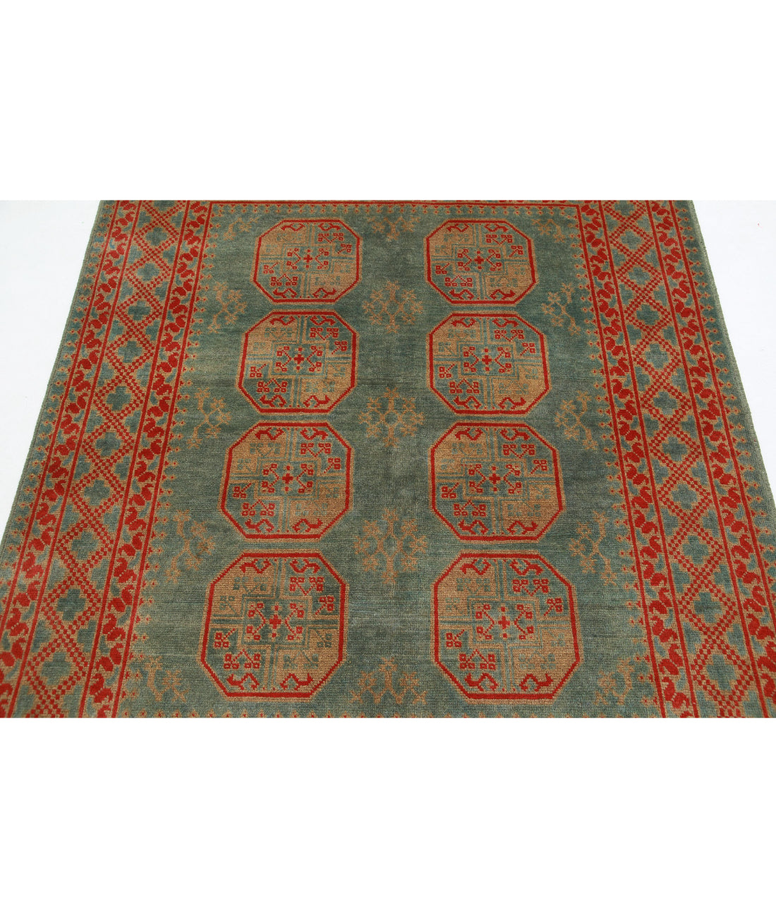 Revival 5'2'' X 6'4'' Hand-Knotted Wool Rug 5'2'' x 6'4'' (155 X 190) / Green / Red