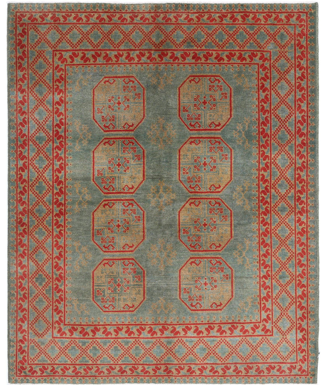 Revival 5'2'' X 6'4'' Hand-Knotted Wool Rug 5'2'' x 6'4'' (155 X 190) / Green / Red