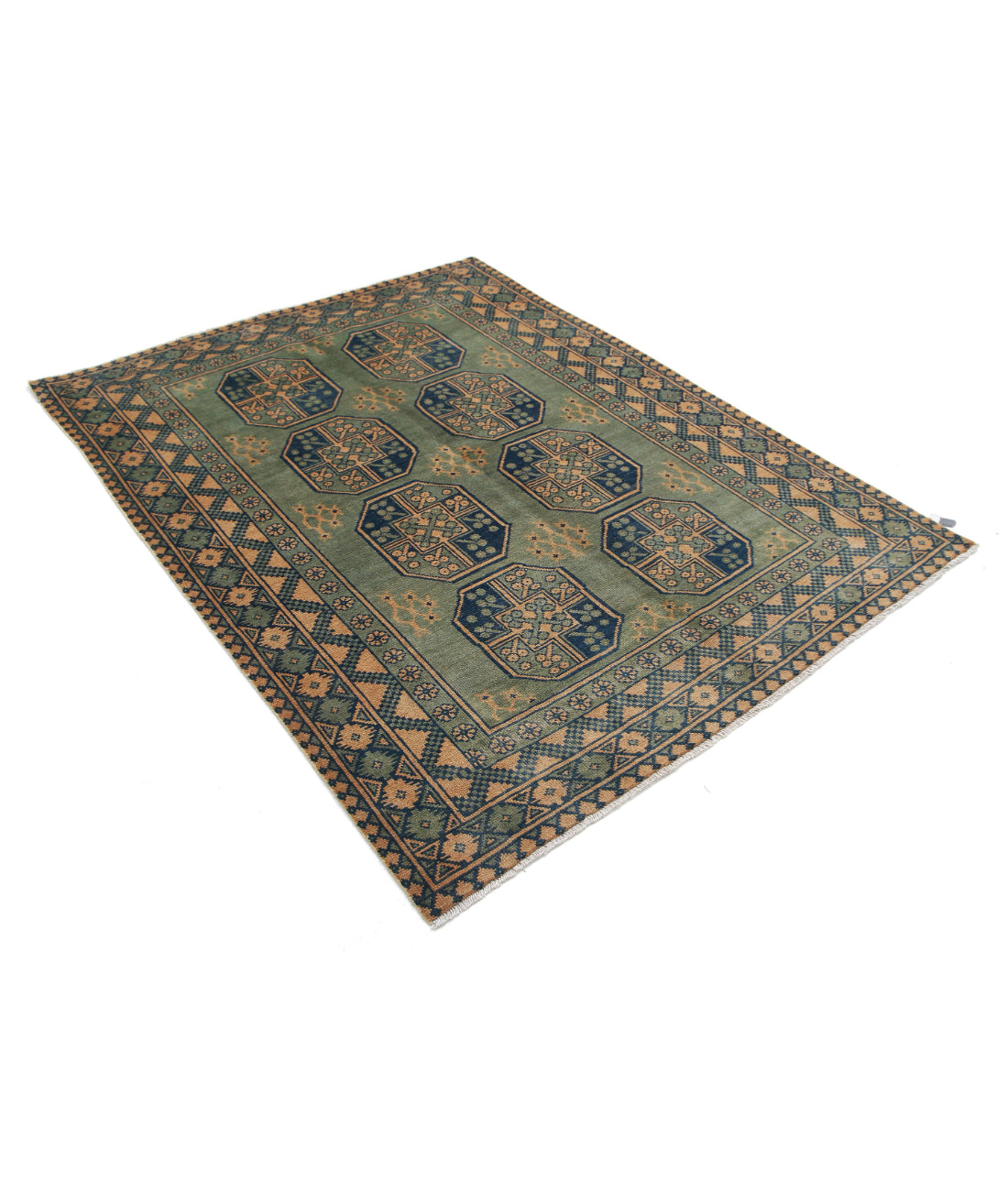 Revival 5'0'' X 6'6'' Hand-Knotted Wool Rug 5'0'' x 6'6'' (150 X 195) / Green / Gold