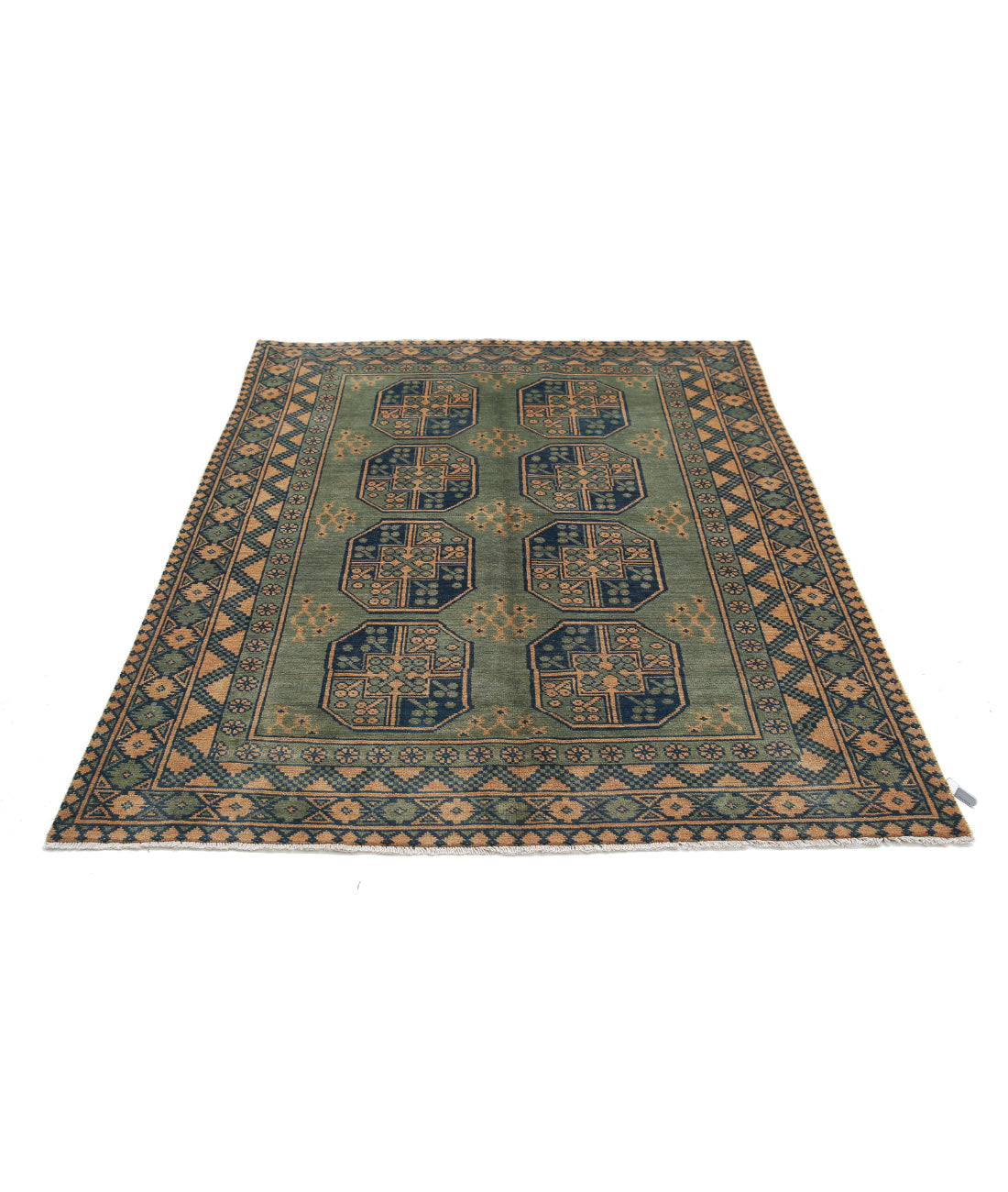 Revival 5'0'' X 6'6'' Hand-Knotted Wool Rug 5'0'' x 6'6'' (150 X 195) / Green / Gold