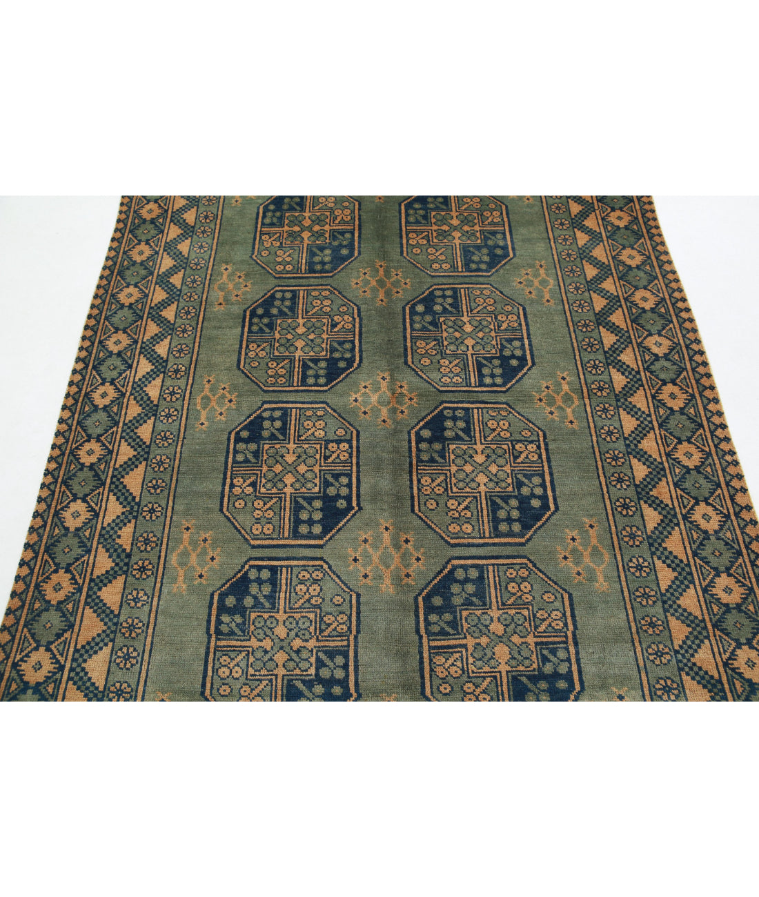 Revival 5'0'' X 6'6'' Hand-Knotted Wool Rug 5'0'' x 6'6'' (150 X 195) / Green / Gold