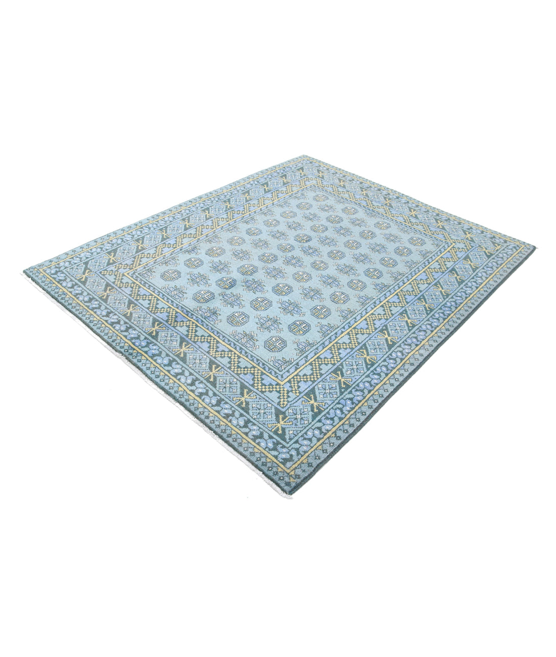 Revival 5'2'' X 6'2'' Hand-Knotted Wool Rug 5'2'' x 6'2'' (155 X 185) / Blue / Gold