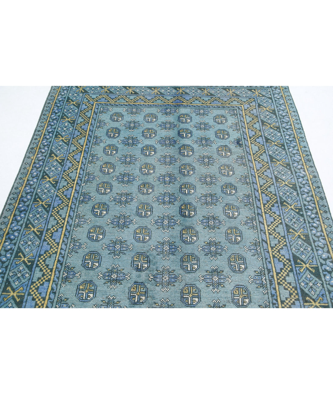 Revival 5'2'' X 6'2'' Hand-Knotted Wool Rug 5'2'' x 6'2'' (155 X 185) / Blue / Gold