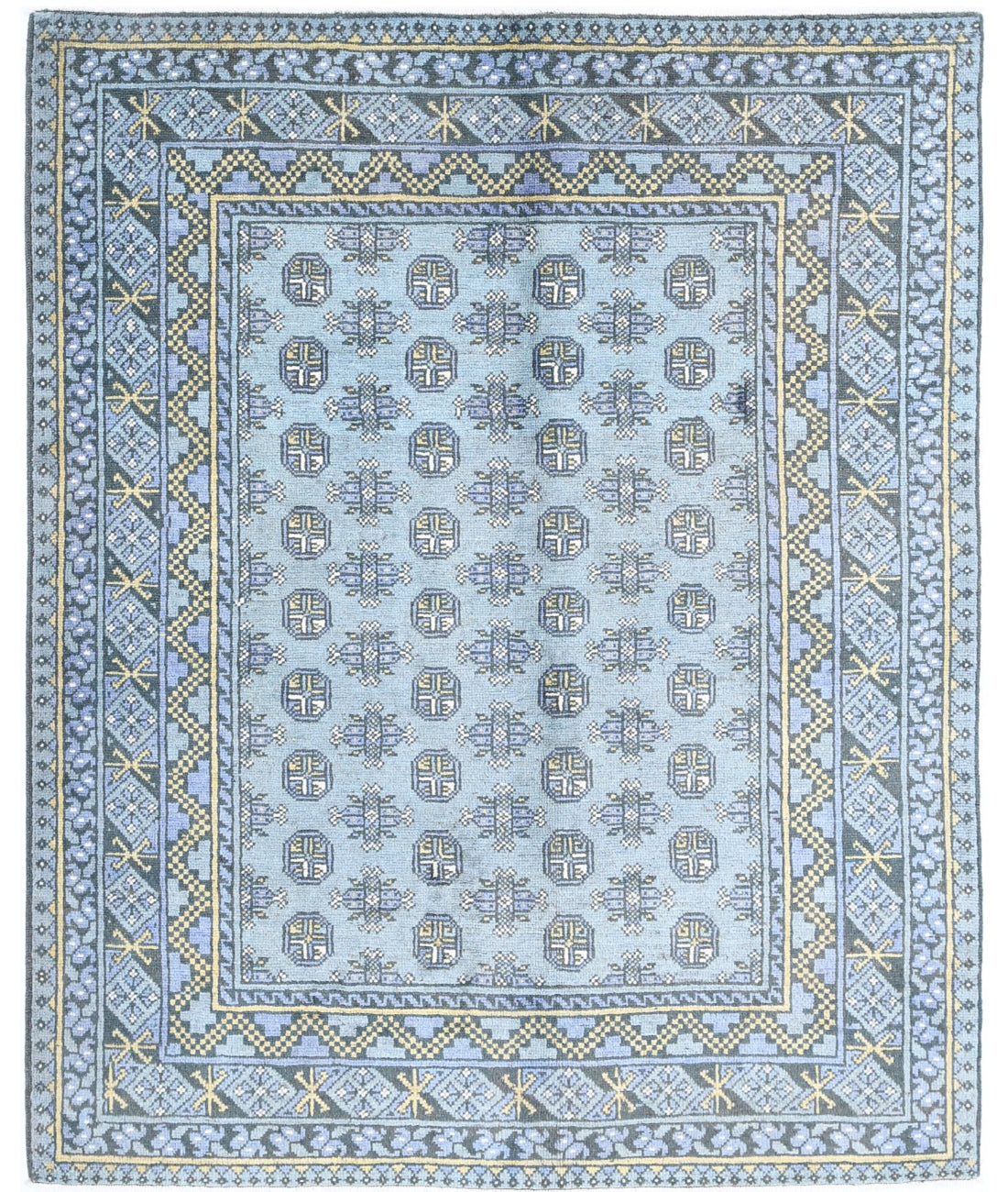 Revival 5'2'' X 6'2'' Hand-Knotted Wool Rug 5'2'' x 6'2'' (155 X 185) / Blue / Gold