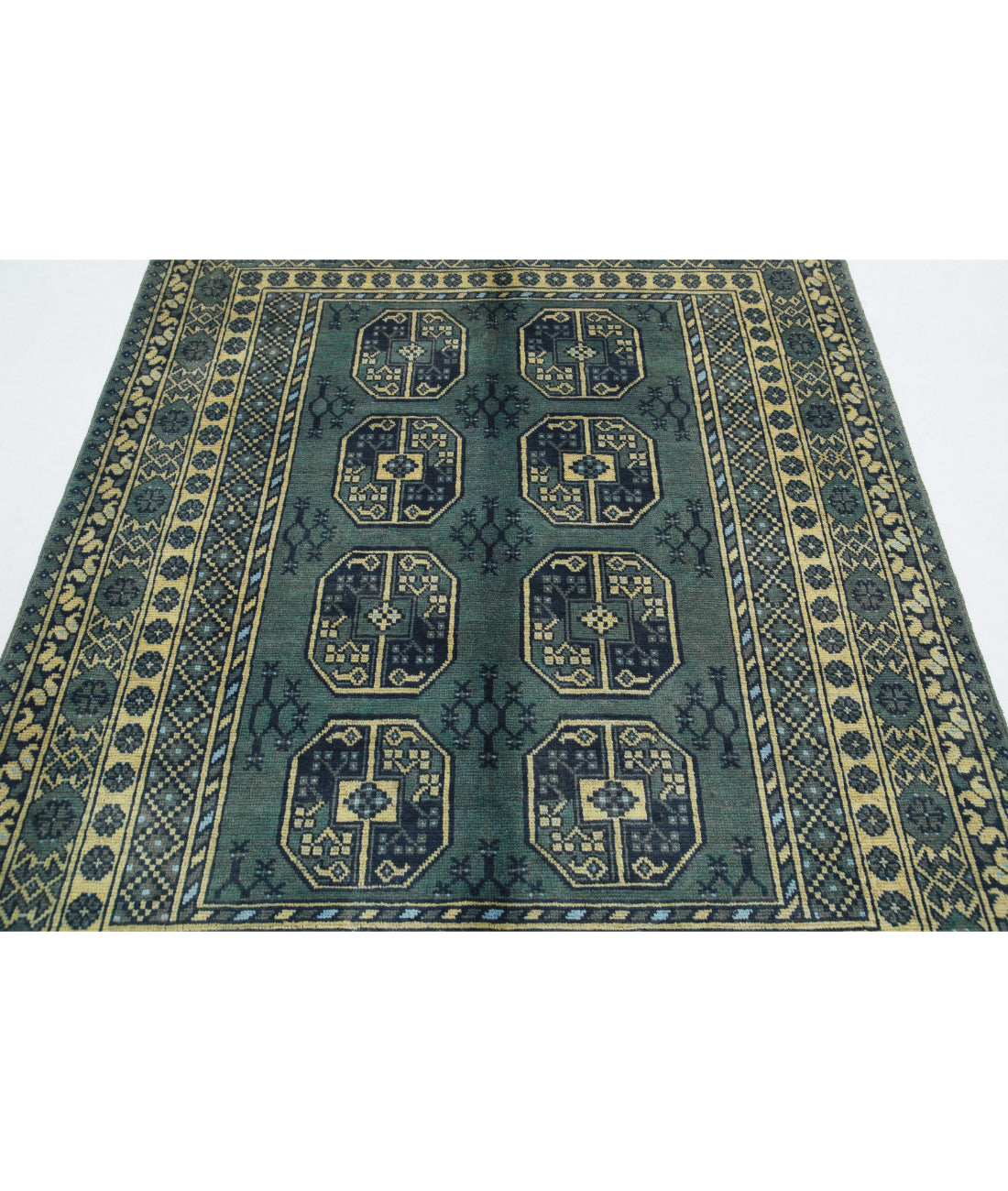 Revival 5'1'' X 6'2'' Hand-Knotted Wool Rug 5'1'' x 6'2'' (153 X 185) / Green / Ivory