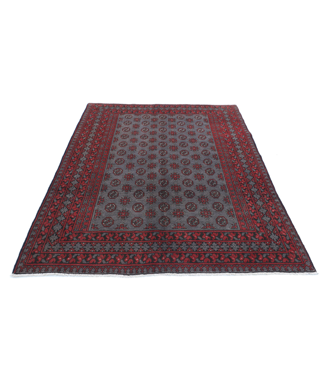 Revival 5'5'' X 7'9'' Hand-Knotted Wool Rug 5'5'' x 7'9'' (163 X 233) / Grey / Red