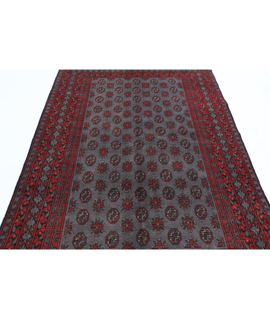 Revival 5'5'' X 7'9'' Hand-Knotted Wool Rug 5'5'' x 7'9'' (163 X 233) / Grey / Red