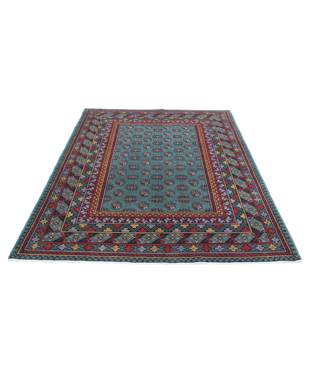 Revival 5'7'' X 7'7'' Hand-Knotted Wool Rug 5'7'' x 7'7'' (168 X 228) / Green / Red