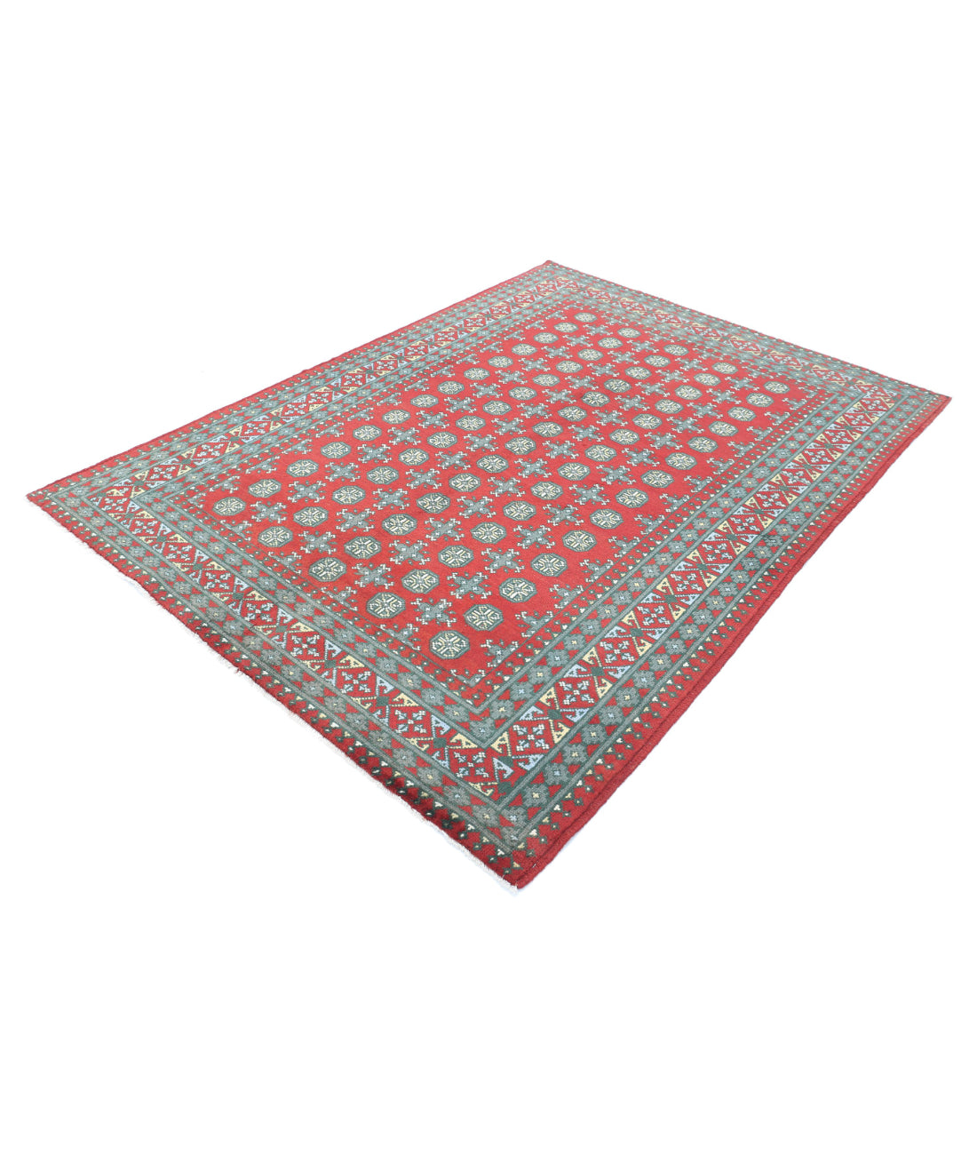 Revival 5'5'' X 7'8'' Hand-Knotted Wool Rug 5'5'' x 7'8'' (163 X 230) / Red / Green