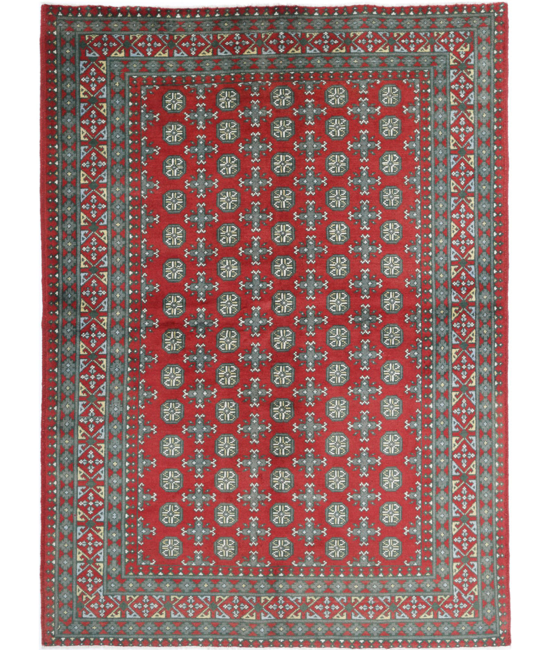 Revival 5'5'' X 7'8'' Hand-Knotted Wool Rug 5'5'' x 7'8'' (163 X 230) / Red / Green