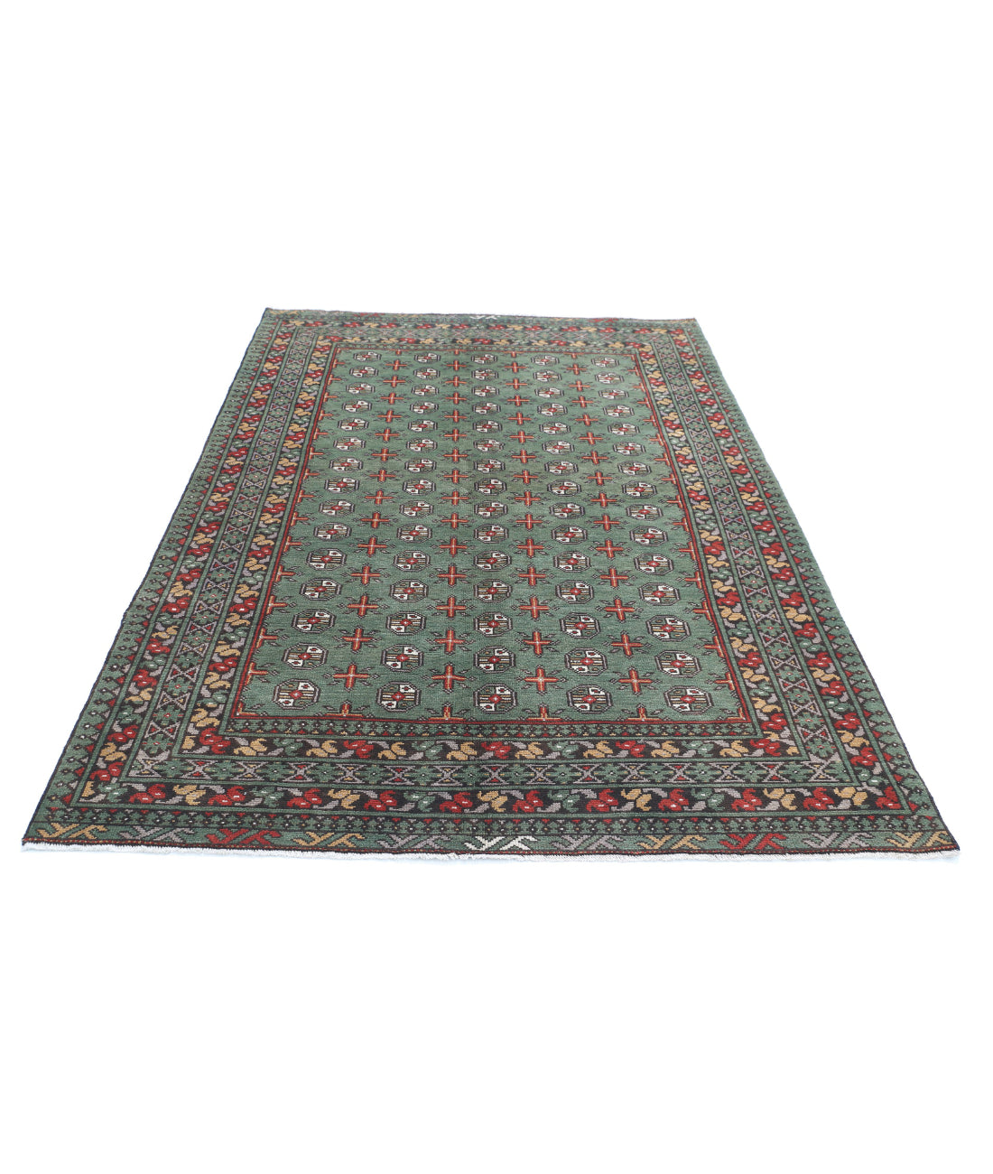 Revival 5'3'' X 8'1'' Hand-Knotted Wool Rug 5'3'' x 8'1'' (158 X 243) / Green / Red