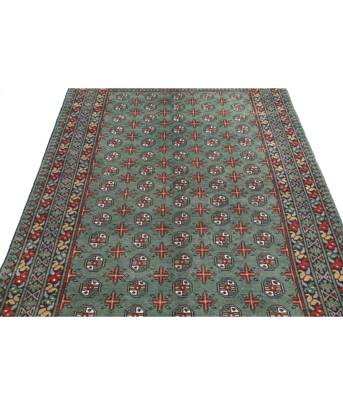 Revival 5'3'' X 8'1'' Hand-Knotted Wool Rug 5'3'' x 8'1'' (158 X 243) / Green / Red