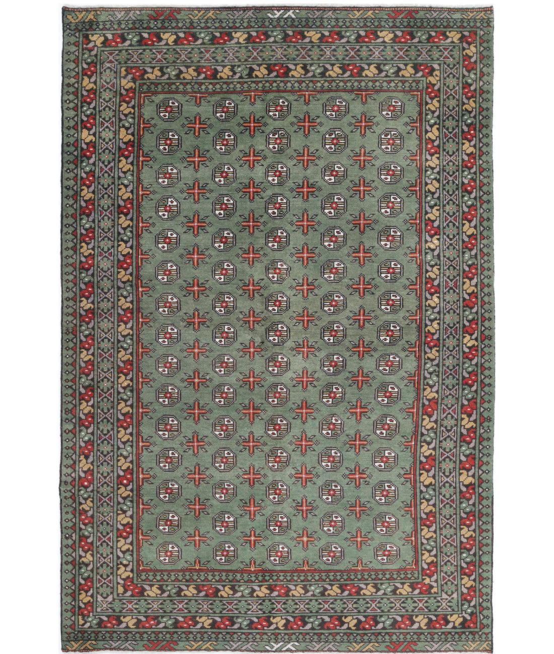 Revival 5'3'' X 8'1'' Hand-Knotted Wool Rug 5'3'' x 8'1'' (158 X 243) / Green / Red