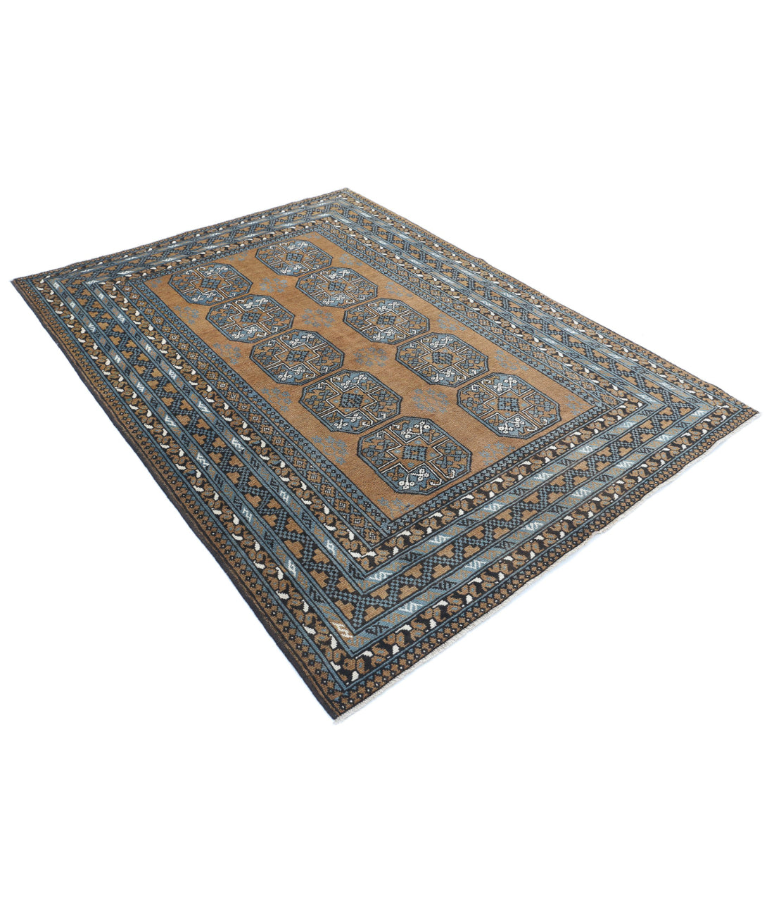 Revival 5'7'' X 7'6'' Hand-Knotted Wool Rug 5'7'' x 7'6'' (168 X 225) / Brown / Blue