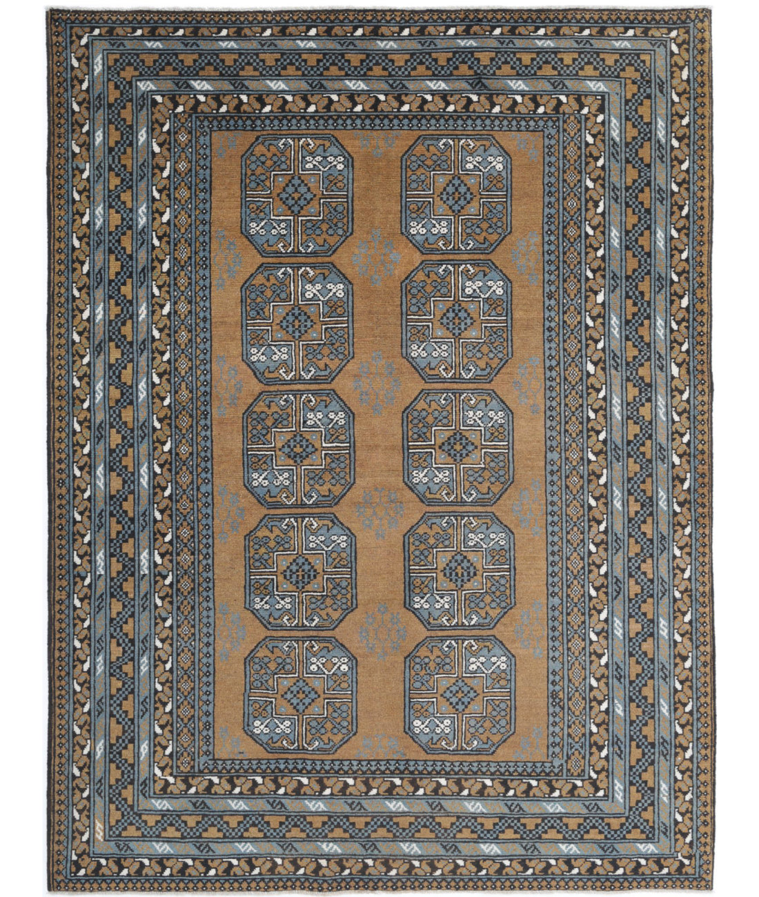 Revival 5'7'' X 7'6'' Hand-Knotted Wool Rug 5'7'' x 7'6'' (168 X 225) / Brown / Blue