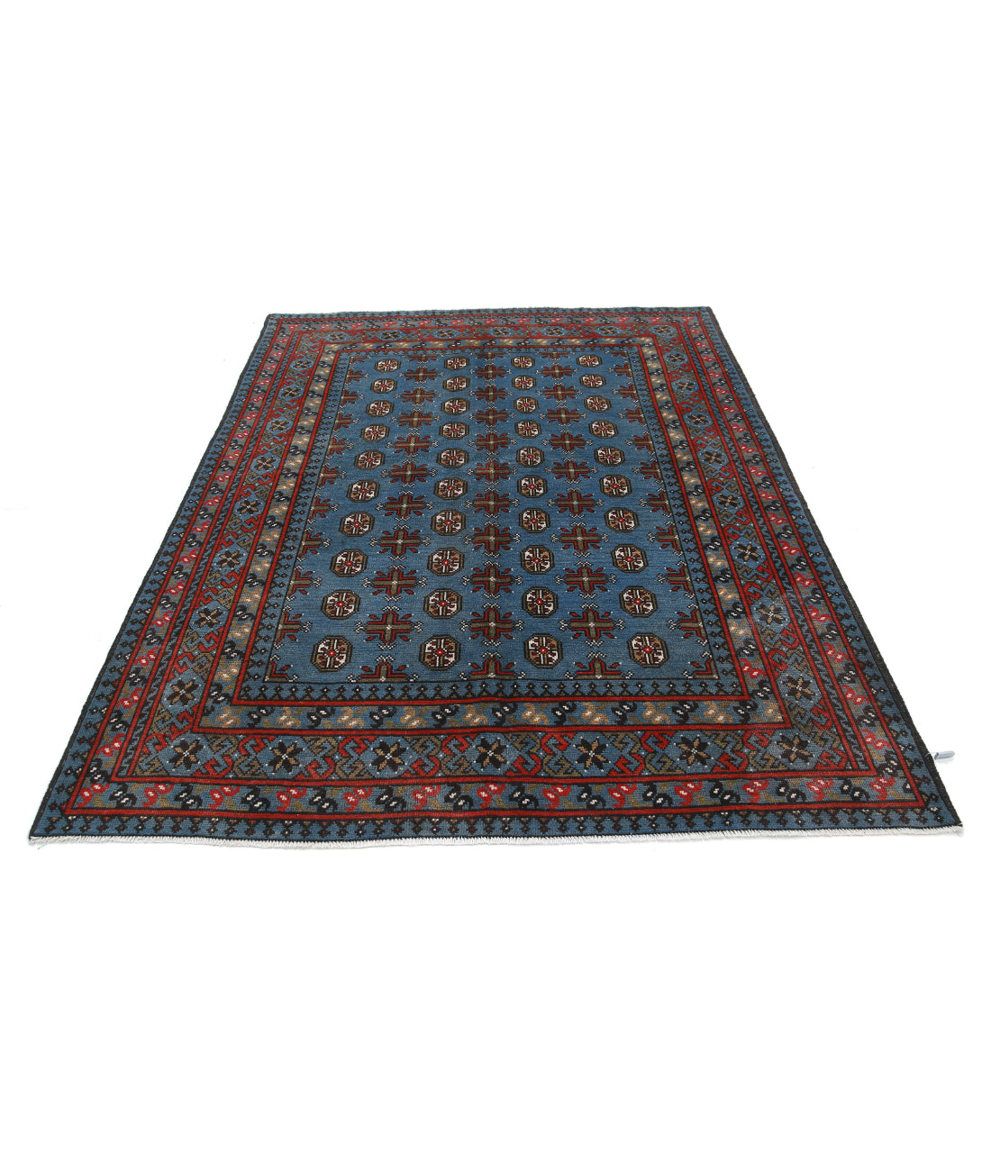 Revival 5'7'' X 7'8'' Hand-Knotted Wool Rug 5'7'' x 7'8'' (168 X 230) / Blue / Red