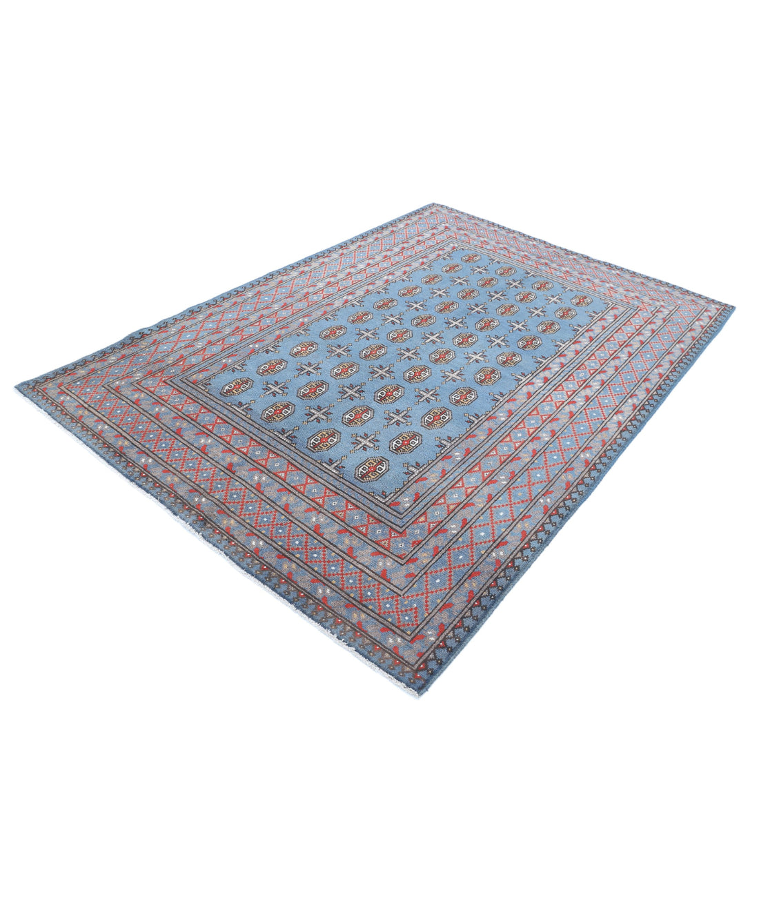 Revival 5'7'' X 8'1'' Hand-Knotted Wool Rug 5'7'' x 8'1'' (168 X 243) / Blue / Grey