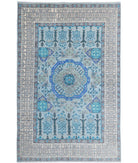 Revival 5'3'' X 8'5'' Hand-Knotted Wool Rug 5'3'' x 8'5'' (158 X 253) / Blue / Ivory