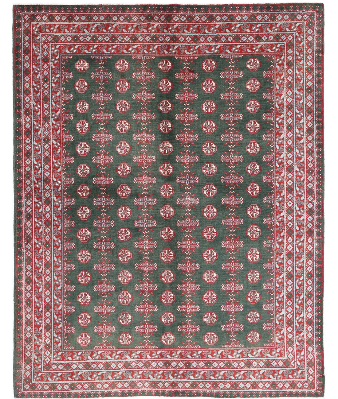 Revival 5'11'' X 7'7'' Hand-Knotted Wool Rug 5'11'' x 7'7'' (178 X 228) / Green / Red