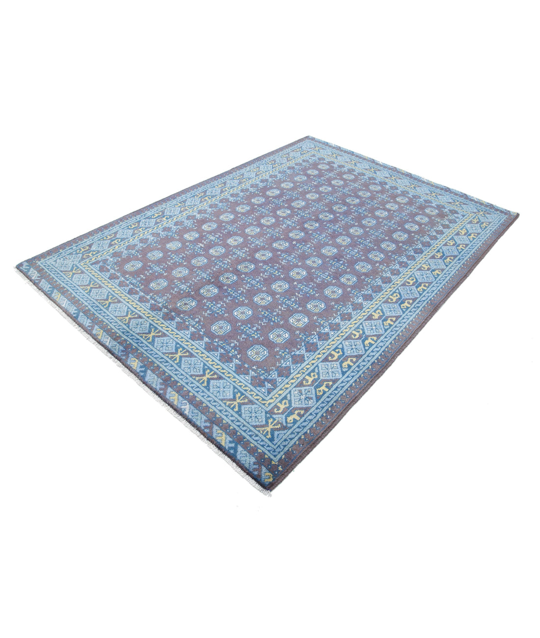 Revival 5'6'' X 7'9'' Hand-Knotted Wool Rug 5'6'' x 7'9'' (165 X 233) / Purple / Blue