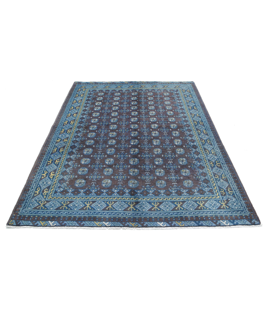 Revival 5'6'' X 7'9'' Hand-Knotted Wool Rug 5'6'' x 7'9'' (165 X 233) / Purple / Blue