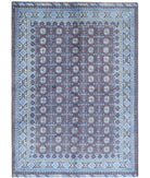 Revival 5'6'' X 7'9'' Hand-Knotted Wool Rug 5'6'' x 7'9'' (165 X 233) / Purple / Blue