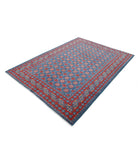 Revival 5'6'' X 7'5'' Hand-Knotted Wool Rug 5'6'' x 7'5'' (165 X 223) / Blue / Red