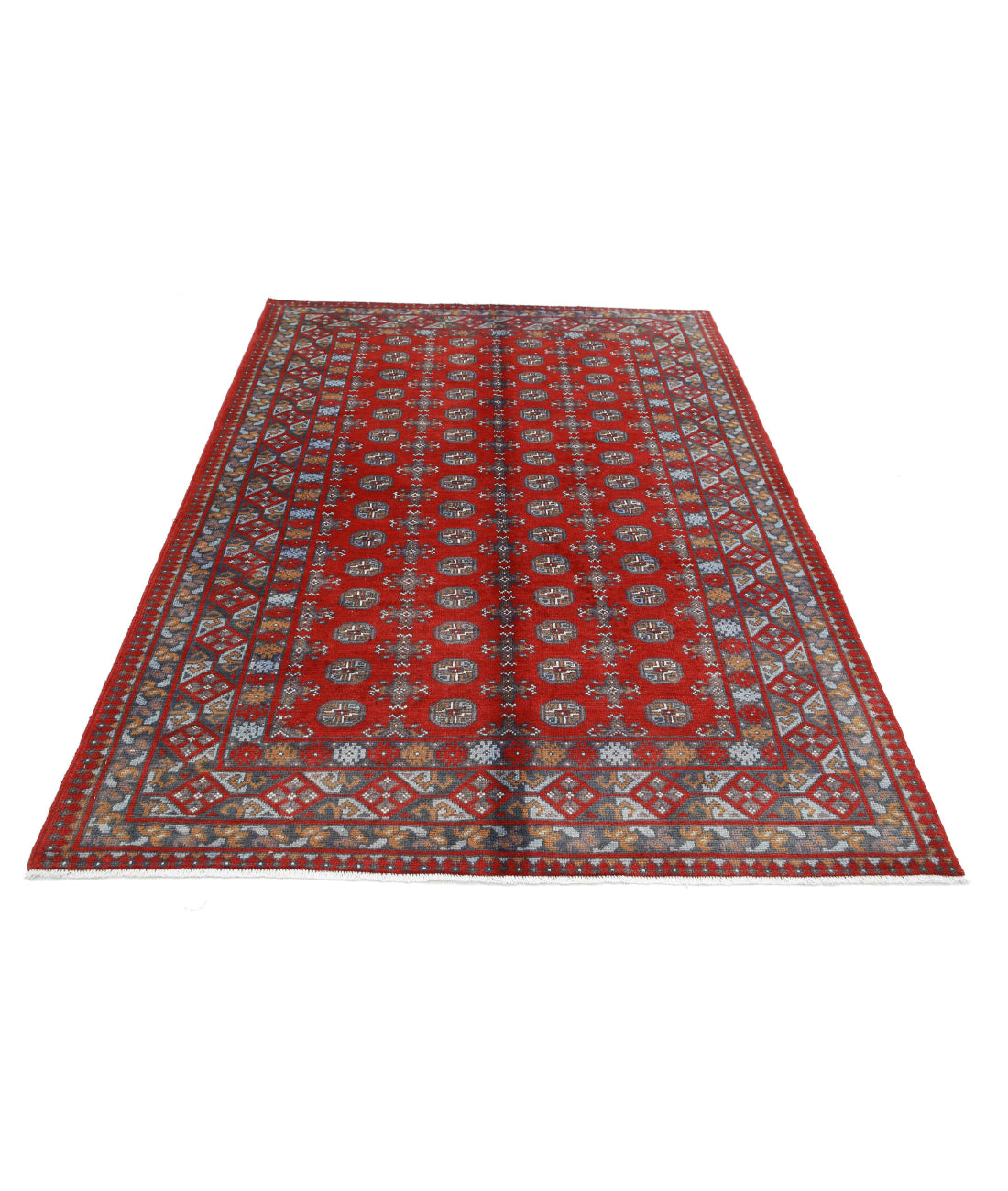 Revival 5'3'' X 7'9'' Hand-Knotted Wool Rug 5'3'' x 7'9'' (158 X 233) / Red / Grey