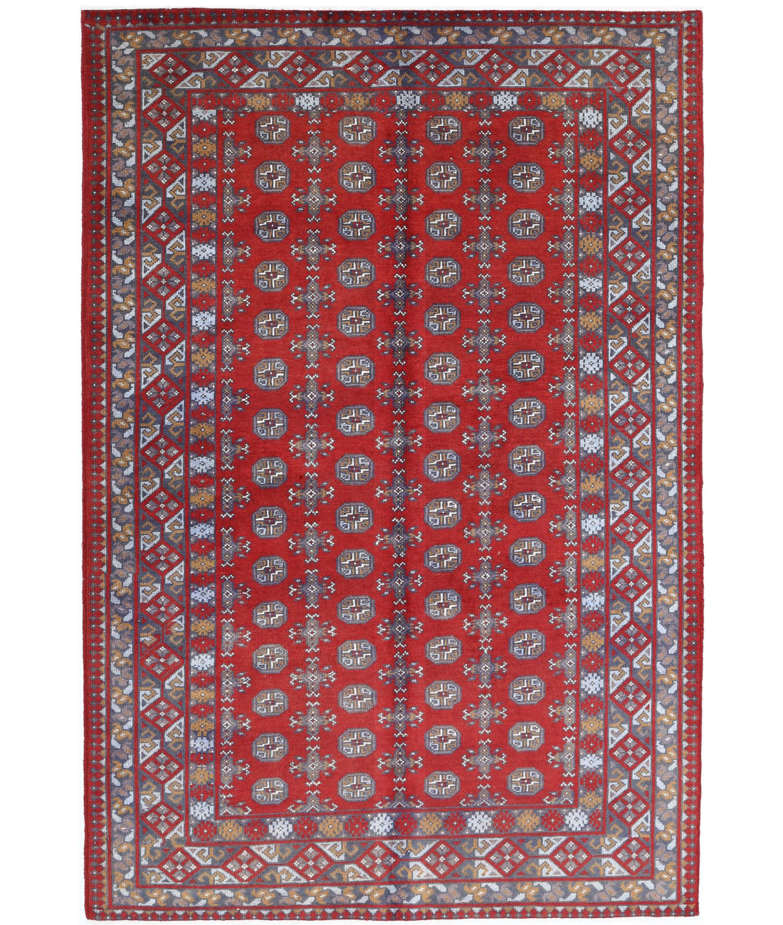 Revival 5'3'' X 7'9'' Hand-Knotted Wool Rug 5'3'' x 7'9'' (158 X 233) / Red / Grey