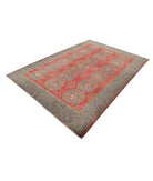 Revival 6'8'' X 9'4'' Hand-Knotted Wool Rug 6'8'' x 9'4'' (200 X 280) / Red / Grey