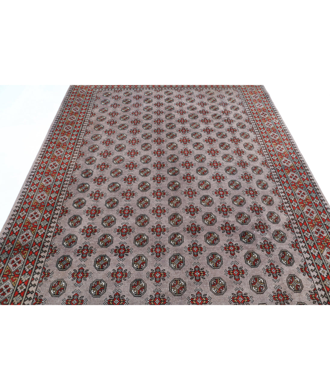 Revival 6'7'' X 9'4'' Hand-Knotted Wool Rug 6'7'' x 9'4'' (198 X 280) / Grey / Red