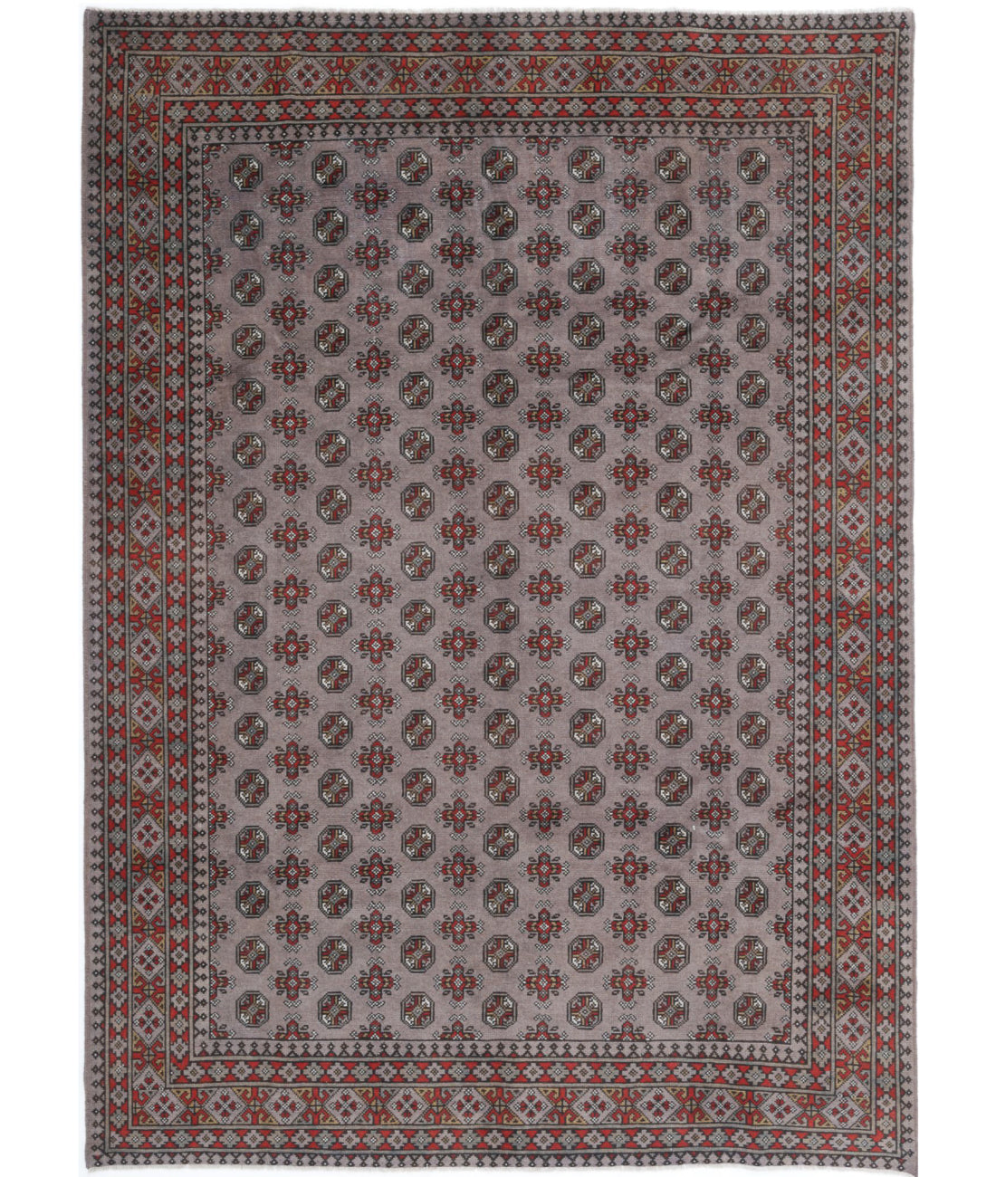 Revival 6'7'' X 9'4'' Hand-Knotted Wool Rug 6'7'' x 9'4'' (198 X 280) / Grey / Red